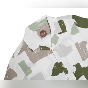 Common People Men Porter Green Shirt Medium Colorblock Camo Textured